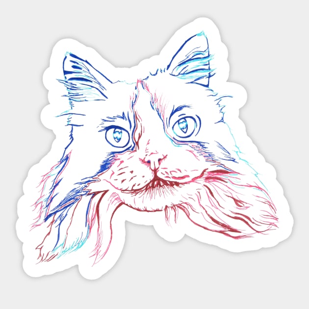 Fluffy Tuxedo Cat Sticker by RaLiz